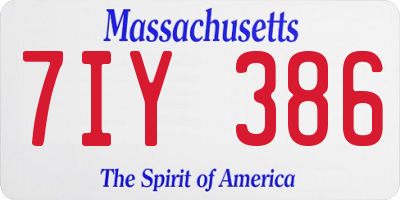 MA license plate 7IY386