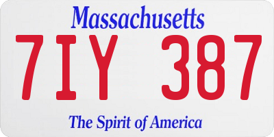 MA license plate 7IY387
