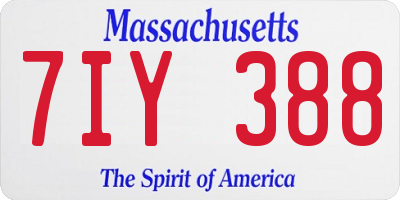 MA license plate 7IY388
