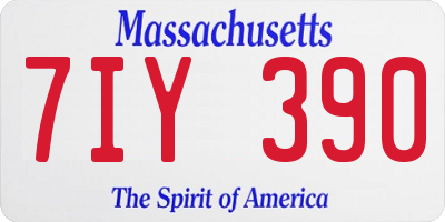 MA license plate 7IY390