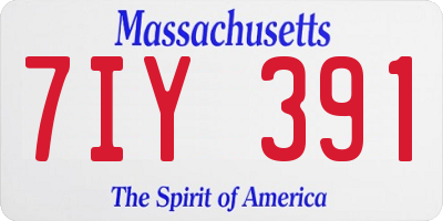 MA license plate 7IY391