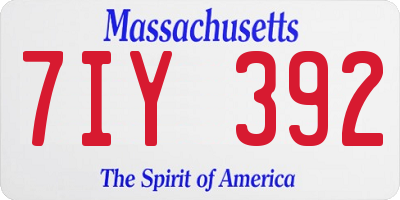 MA license plate 7IY392