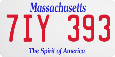 MA license plate 7IY393