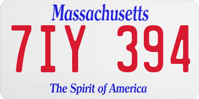MA license plate 7IY394