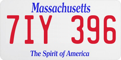 MA license plate 7IY396