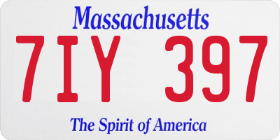 MA license plate 7IY397