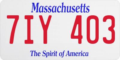 MA license plate 7IY403