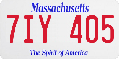 MA license plate 7IY405