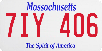 MA license plate 7IY406