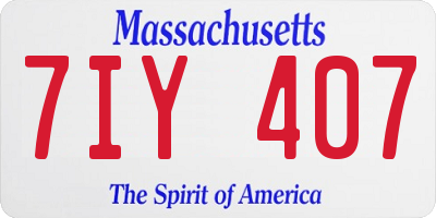 MA license plate 7IY407