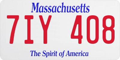 MA license plate 7IY408