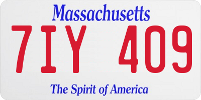 MA license plate 7IY409