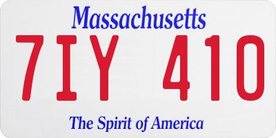 MA license plate 7IY410