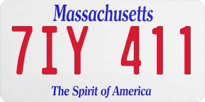 MA license plate 7IY411