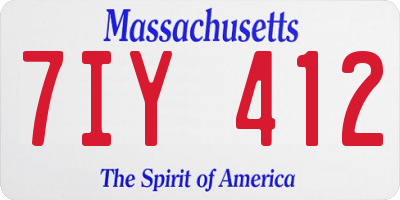MA license plate 7IY412
