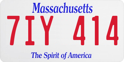MA license plate 7IY414