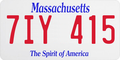 MA license plate 7IY415