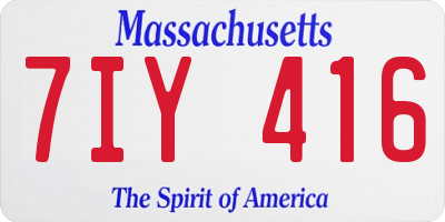 MA license plate 7IY416