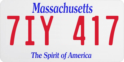 MA license plate 7IY417