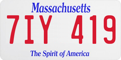MA license plate 7IY419