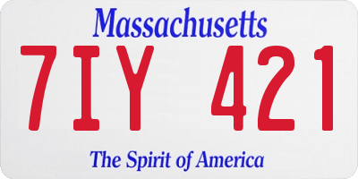 MA license plate 7IY421