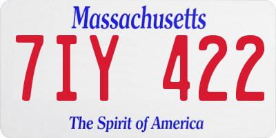 MA license plate 7IY422