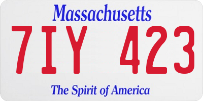 MA license plate 7IY423