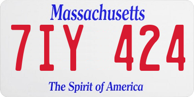 MA license plate 7IY424