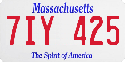 MA license plate 7IY425