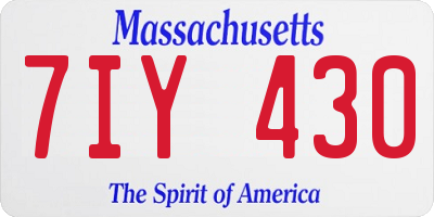 MA license plate 7IY430