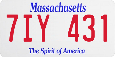 MA license plate 7IY431