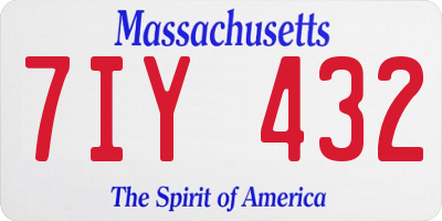 MA license plate 7IY432