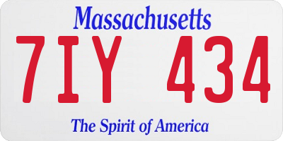 MA license plate 7IY434