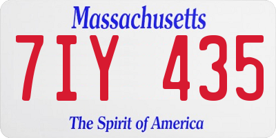 MA license plate 7IY435