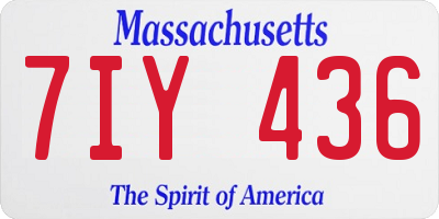 MA license plate 7IY436