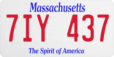 MA license plate 7IY437