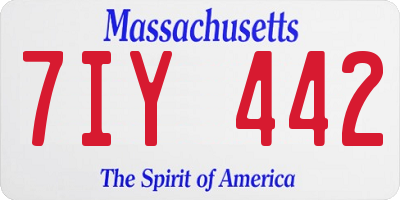 MA license plate 7IY442