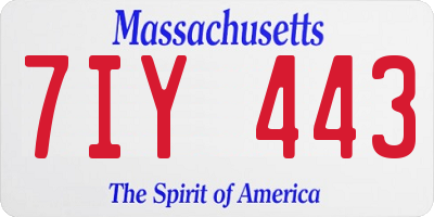 MA license plate 7IY443