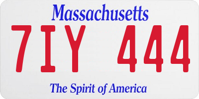 MA license plate 7IY444
