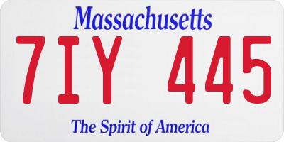 MA license plate 7IY445