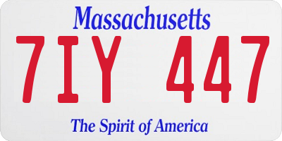 MA license plate 7IY447