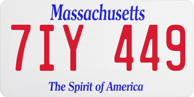 MA license plate 7IY449