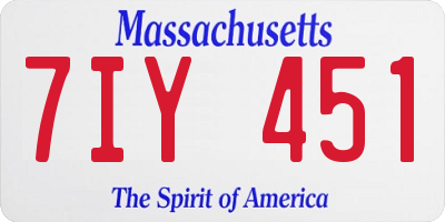 MA license plate 7IY451