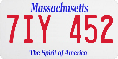 MA license plate 7IY452