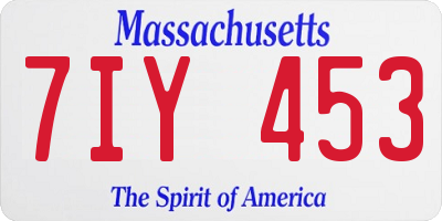 MA license plate 7IY453