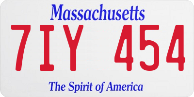 MA license plate 7IY454