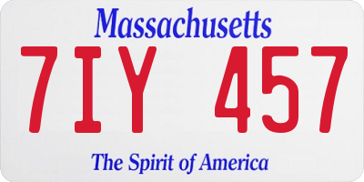 MA license plate 7IY457