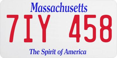 MA license plate 7IY458