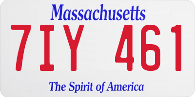 MA license plate 7IY461