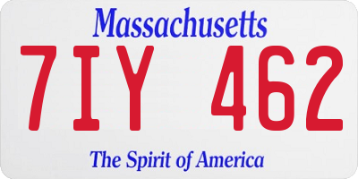 MA license plate 7IY462
